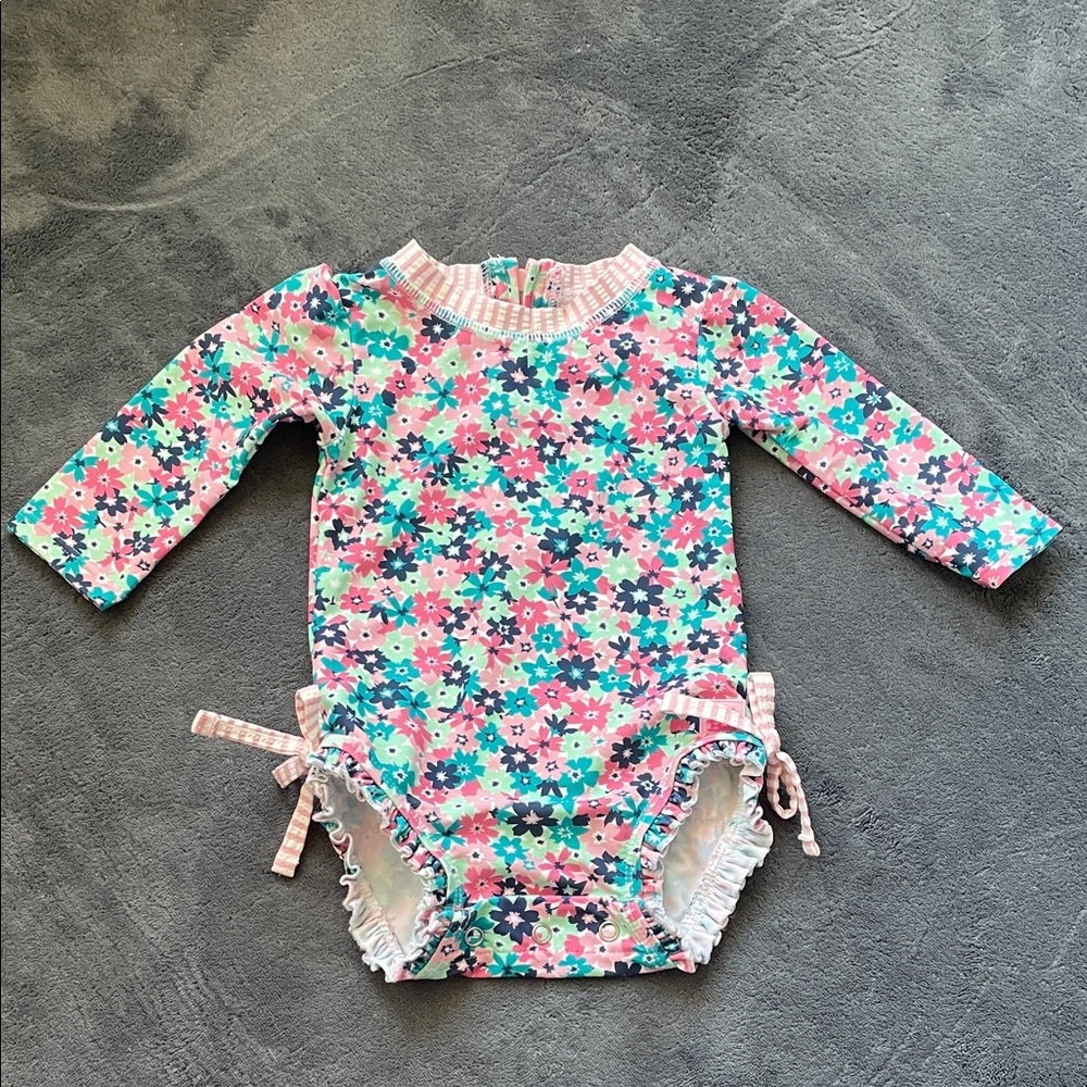 Ruffle Butts 3-6M Floral Long Sleeve Baby Bodysuit